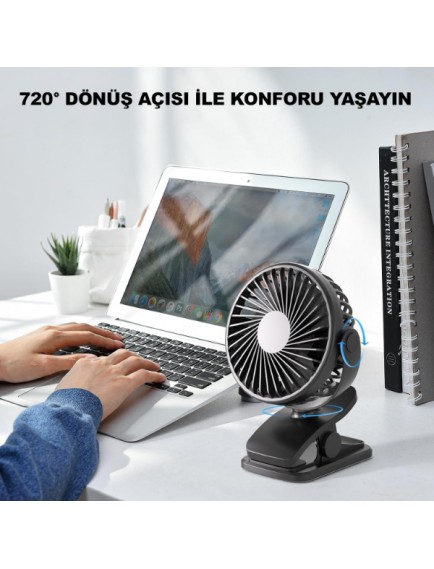 Masaüstü Şarjlı Klipsli Portatif Fan