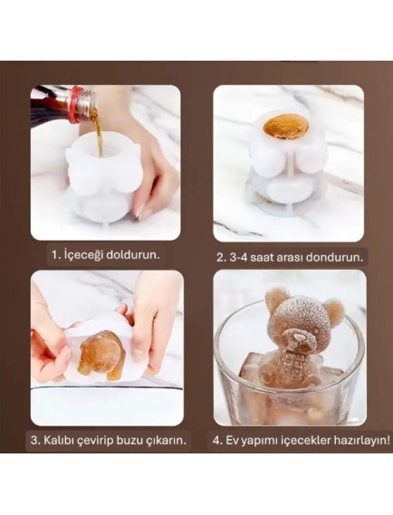Ayı Şekilli Silikon Buz Kalıbı