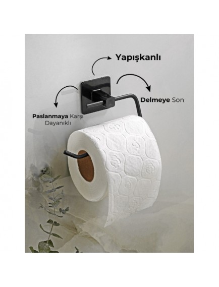 Metal Siyah Tuvalet Kağıtlığı