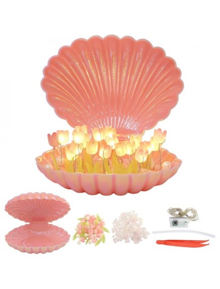LED Işıklı Kendin Yap Deniz Kabuğu Tasarımlı Lale Lamba