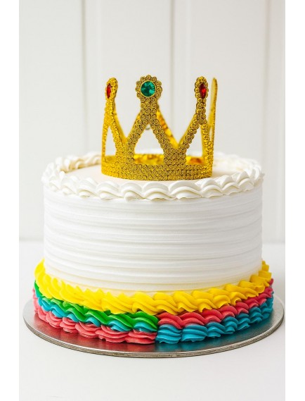 Altın Işıltılı Pasta Üstü Taç Plastik