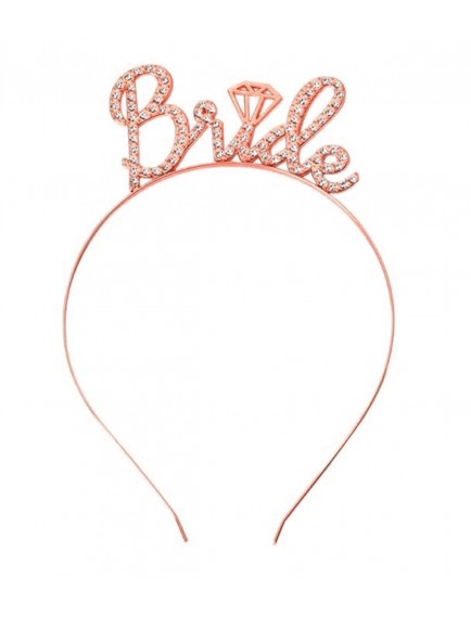 Rose Gold Renkli Taşlı “Bride” Gelin Tacı