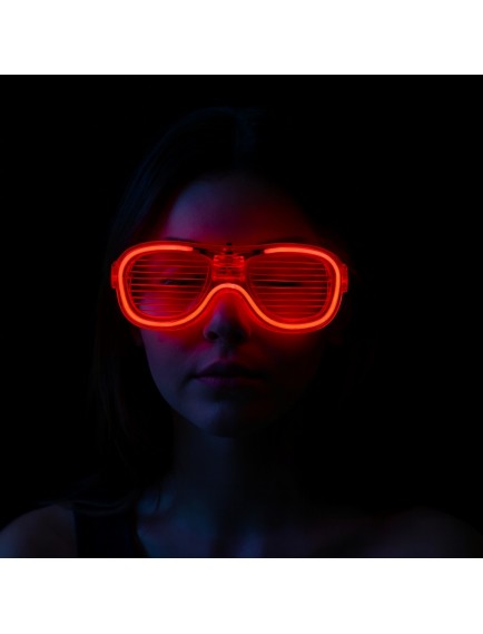 Kırmızı Led Işıklı Parti Gözlüğü - Neon 3 Modlu
