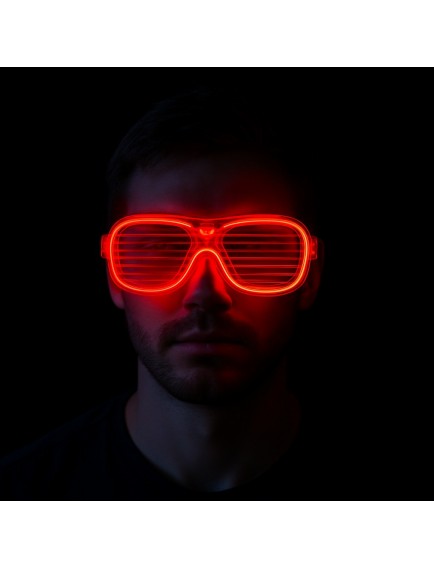 Kırmızı Led Işıklı Parti Gözlüğü - Neon 3 Modlu