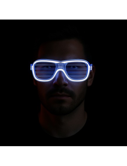Beyaz Led Işıklı Parti Gözlüğü - Neon 3 Modlu