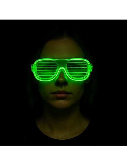 Yeşil LED Işıklı Parti Gözlüğü – Neon 3 Modlu