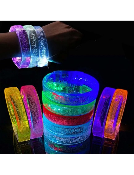 Mavi Led Işıklı Baskı Yapılabilen Pilli Bileklik Bilezik 1,5 cm Genişlik