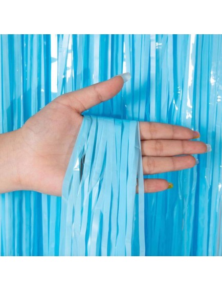 Soft Mavi Püsküllü Kapı Perdesi