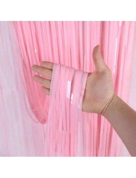 Soft Pembe Püsküllü Kapı Perdesi