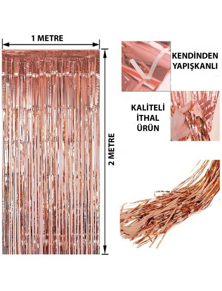 Rose Gold Püsküllü Kapı Perdesi