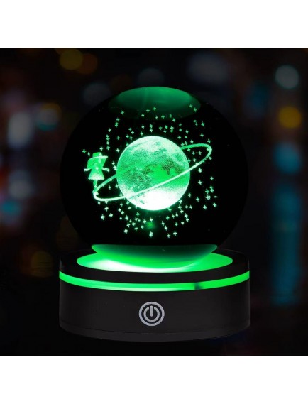 USB'li Satürnlü Kız Tasarımlı Dönen Cam Küre