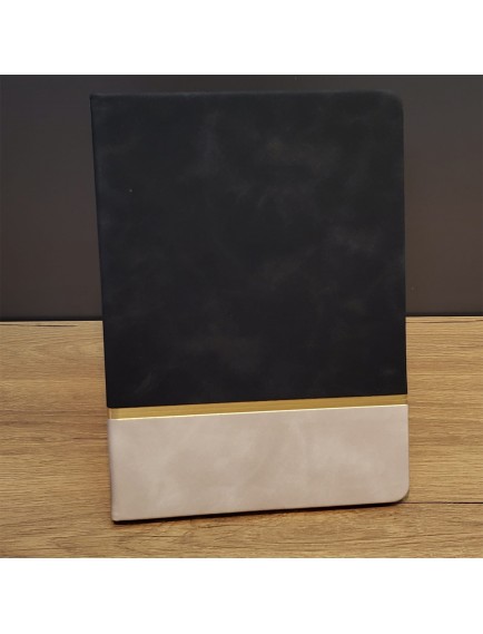 Altın Şeritli Siyah Deri Not Defteri