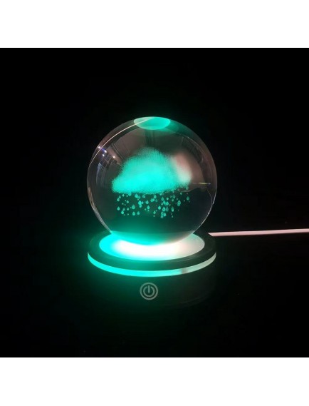 USB'li Yağmur Bulutu Tasarımlı Dönen Cam Küre