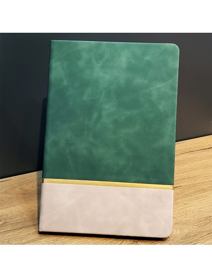 Altın Şeritli Yeşil Deri Not Defteri