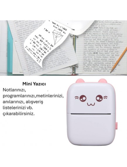 Sevimli Mini Taşınabilir Yazıcı Printer