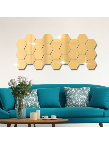 Yapışkanlı Akrilik Gold Ayna Seti 12 Adet