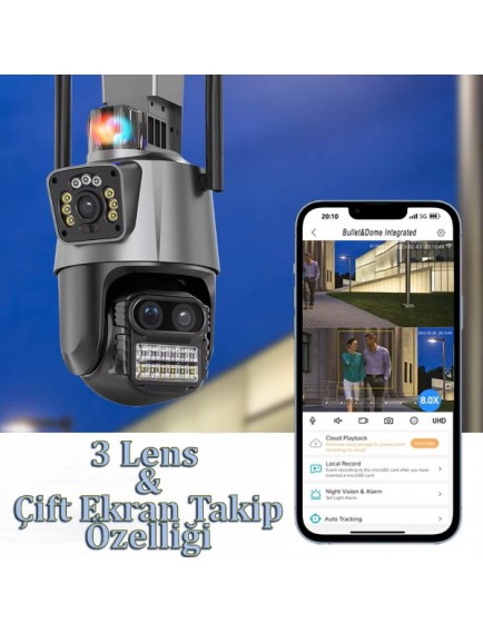 3 Lens Wi-Fi Güvenlik Kamerası