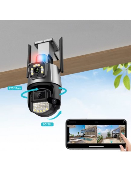 Çakarlı Çift Lensli Dış Mekan Güvenlik Kamerası