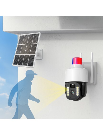 Güneş Enerjili Alarmlı Çakarlı Dış Mekan Güvenlik Kamerası