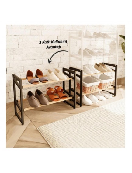 4 Katlı Ahşap Ayakkabılık