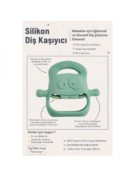 Koyu Yeşil Bebek Silikon Diş Kaşıyıcı