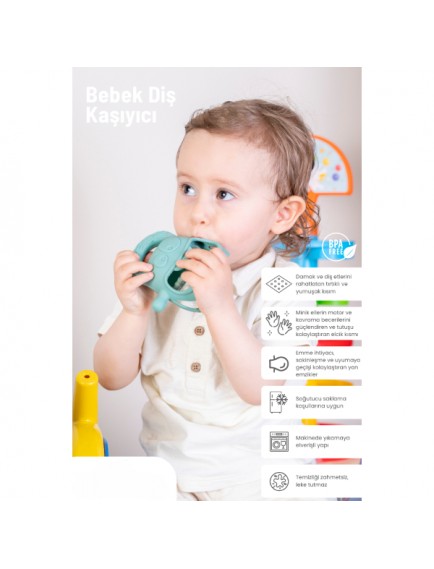 Koyu Yeşil Bebek Silikon Diş Kaşıyıcı