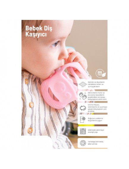 Pembe Bebek Silikon Diş Kaşıyıcı