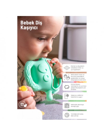Açık Yeşil Bebek Silikon Diş Kaşıyıcı