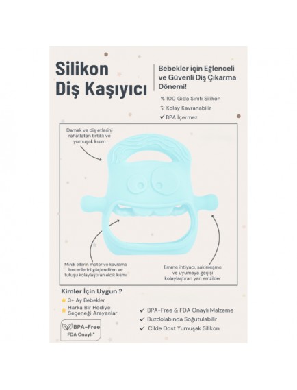Mavi Bebek Silikon Diş Kaşıyıcı