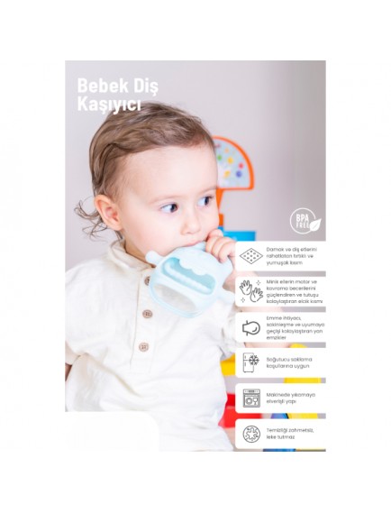 Mavi Bebek Silikon Diş Kaşıyıcı