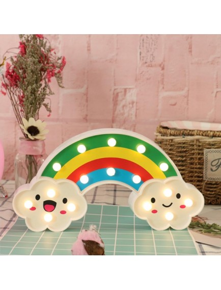 Gülen Bulutlu Gökkuşağı LED Gece Lambası