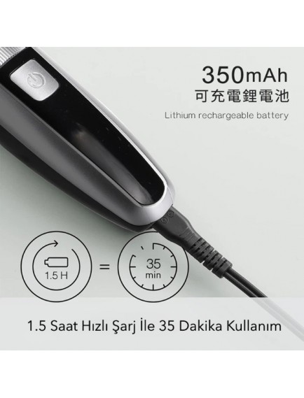 Şarjlı Ayarlanabilir Başlıklı Saç Sakal Traş Makinesi