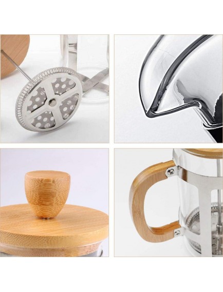 Ahşap Detaylı 350 ml Cam French Press