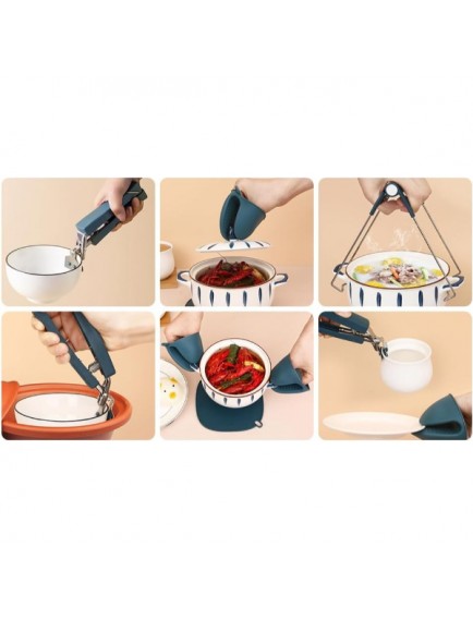 4 Parça Yanma Önleyici Mutfak Seti - Tencere Tabak Tutucu Ve Fırın Eldiveni