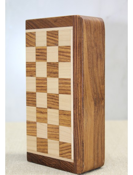 Özel Vernikli Mıknatıs Taşlı Ahşap Katlanabilir Kutulu Satranç Oyunu 25 Cm