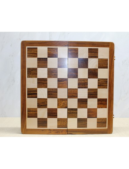 Özel Vernikli Mıknatıs Taşlı Ahşap Katlanabilir Kutulu Satranç Oyunu 30 Cm
