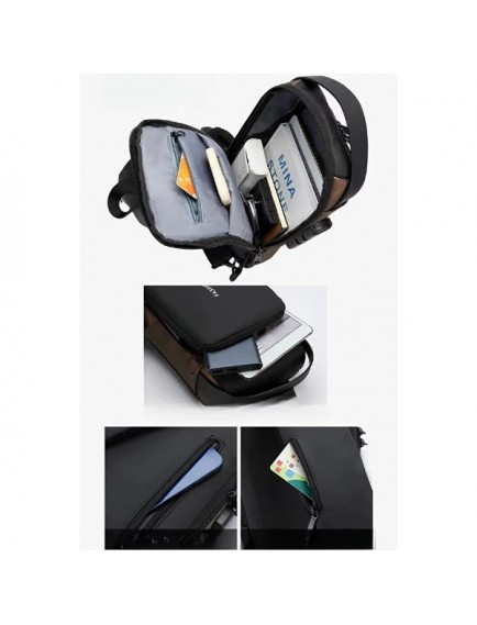 Powerbank Destekli Erkek Ön Göğüs Çantası