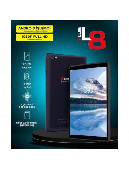 8" IPS Ekran 4 Çekirdek 3GB/64GB Tablet Pc