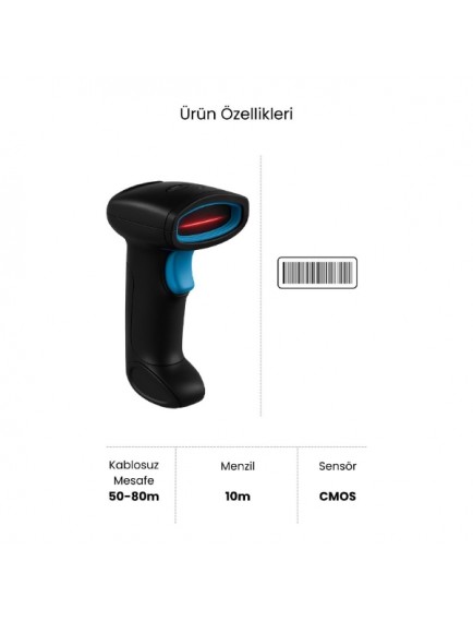 Kablosuz Standlı 1D/2D Barkod & Karekod Okuyucu