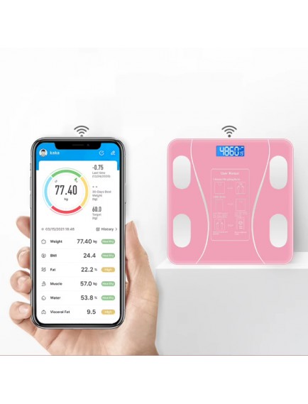 Pembe Renk Bluetooth Özellikli Akıllı Tartı