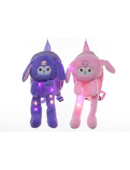 Peluş Işıklı Oynar Kulaklı Kuromi Sırt Çantası