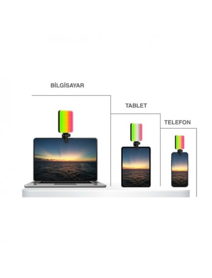 Clip-Fill Taşınabilir Mini RGB Led Selfie Işığı