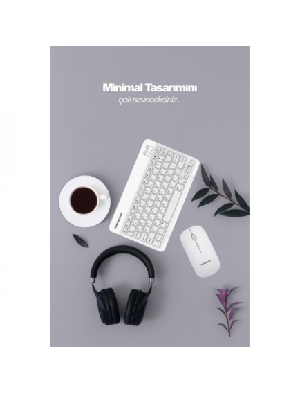 Beyaz Kablosuz Klavye Ve Mouse Seti