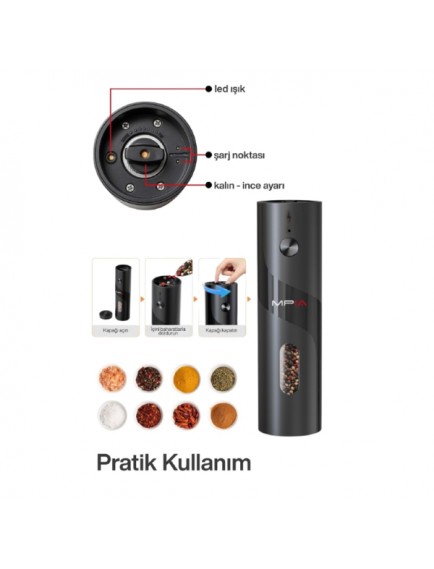 Şarjlı Baharat Öğütücü 100 ml