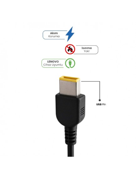 20V 3.25A USB Pin 65 Watt For LENOVO Laptop Adaptör