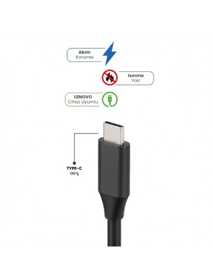20V 3.25A TYPE-C 65W LENOVO İçin Laptop Adaptör