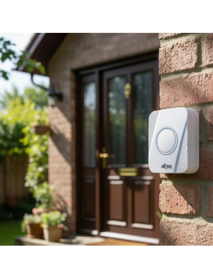 Beyaz Kablosuz Su Geçirmez Kapı Zili