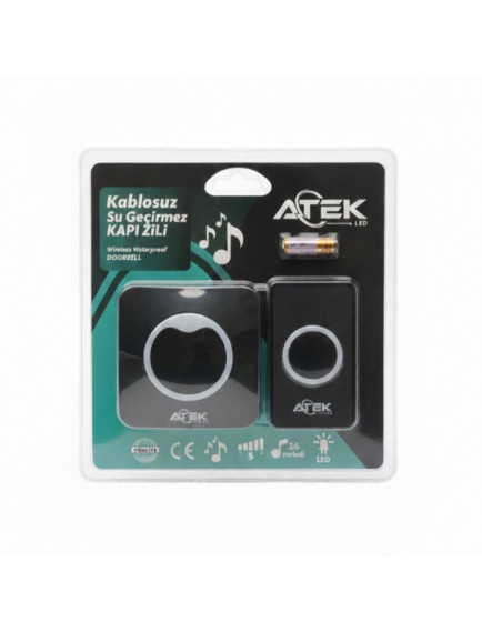 Siyah Kablosuz Su Geçirmez Kapı Zili