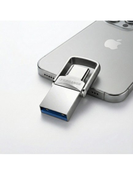 2'si 1 Arada USB 3.2 Type-C Ve USB 64GB Metal Flash Disk