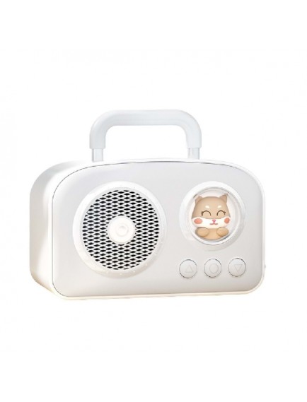 Sevimli Tasarımlı Taşınabilir Radyolu Bluetooth Hoparlör Beyaz